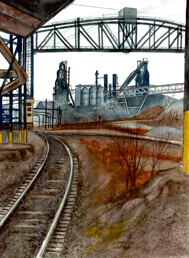 Steel Mill with Railroad Tracks