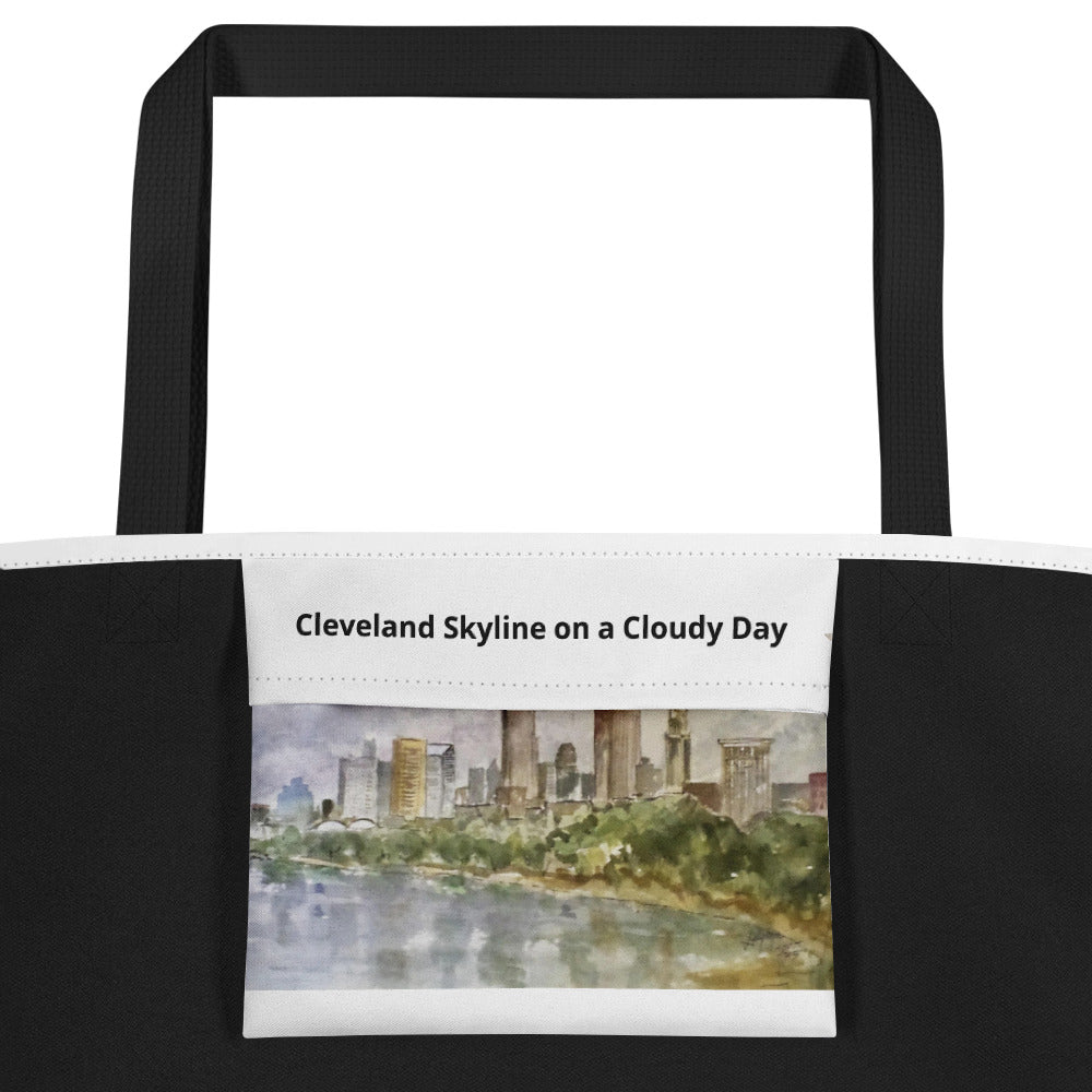 Tote Bag- Cleveland Skyline on a Cloudy Day.