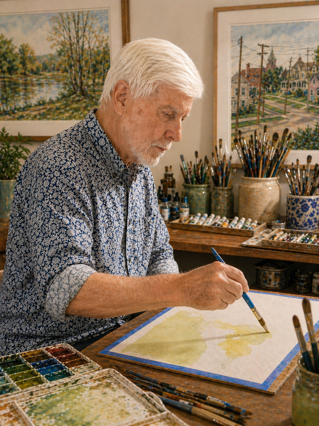 watercolor artist chuck delpapa painting